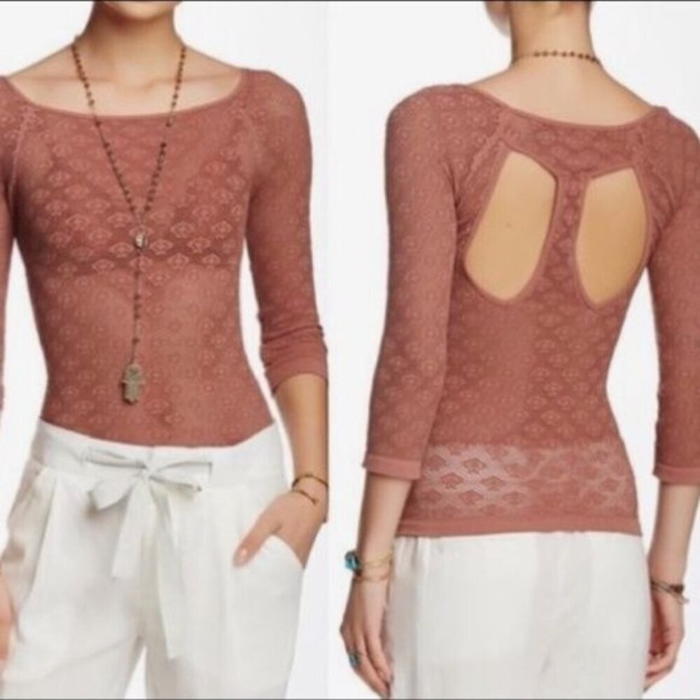 Free People Intimately Pink Seamless Bodycon Blouse